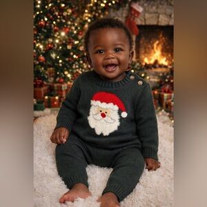 New w tags! Adventurewear Dark Green Santa Knit Sweater Set